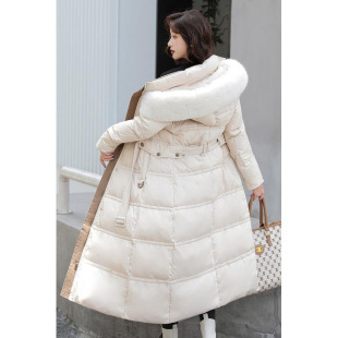 Real shot 2024 Dongdaemun autumn and winter new big fur collar long slim slim down cotton-padded jacket women's coat