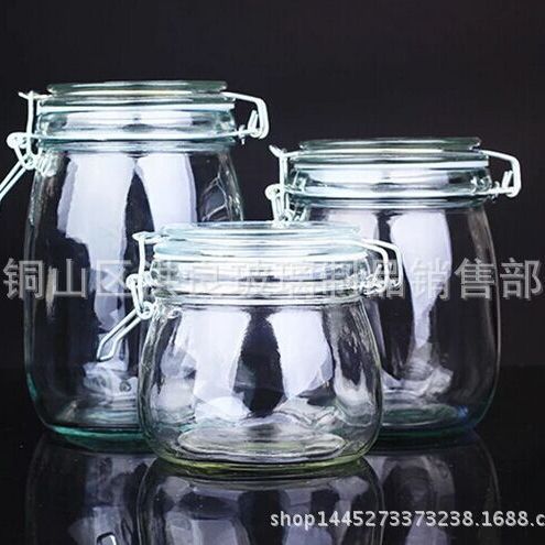 批发现货卡扣储物罐 玻璃储物罐 密封罐 蜂蜜瓶 赠品试吃礼品罐