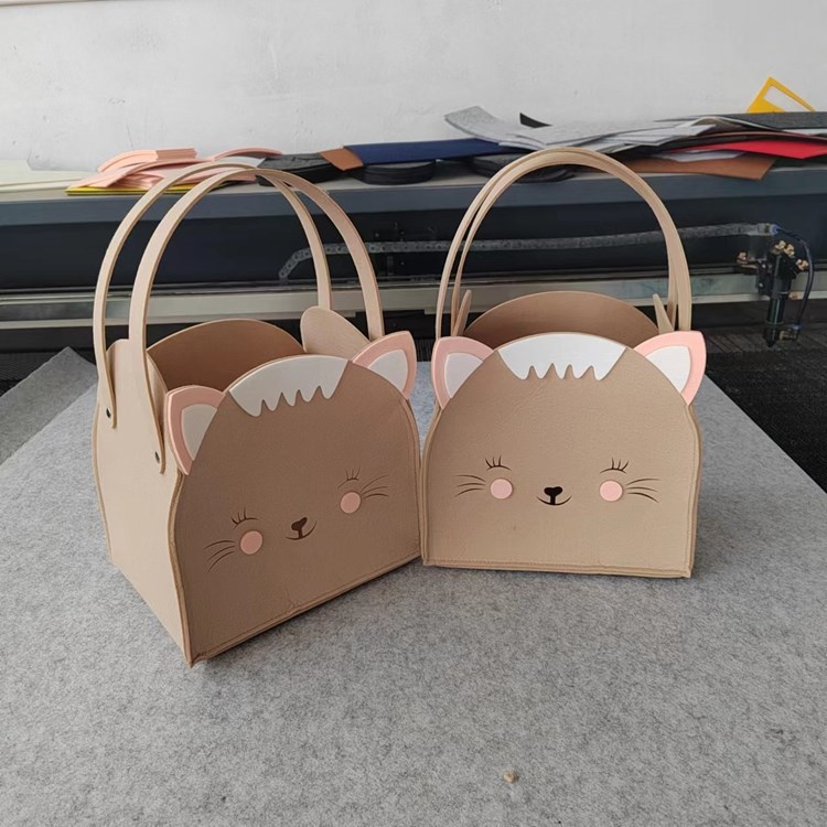 可爱小猫咪毛毡手提袋糖果零食收纳包宝宝满月伴手礼包可印LOGO