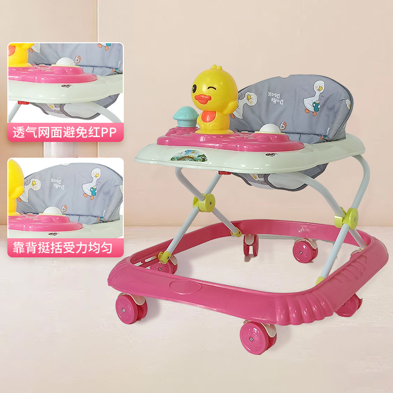 Cochecito andador para bebés con cuatro velocidades ajustables, cochecito musical, antivuelco, ajustable, portátil, plegable.