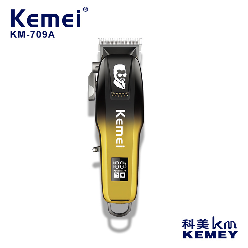 Cortapelos eléctricos transfronterizos Kemei, KM-709A de peluquería, corte de pelo de aceite profesional, corte de pelo eléctrico USB para el hogar