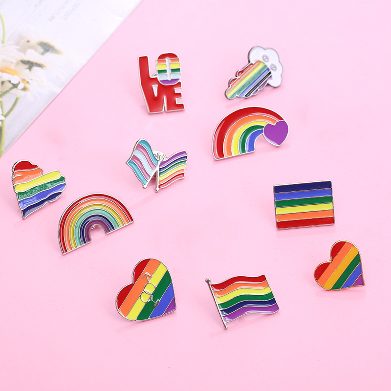 Heart Bridge Sheep Rainbow Flag Alloy Brooch Lapel Pin Accessory_voghion.com