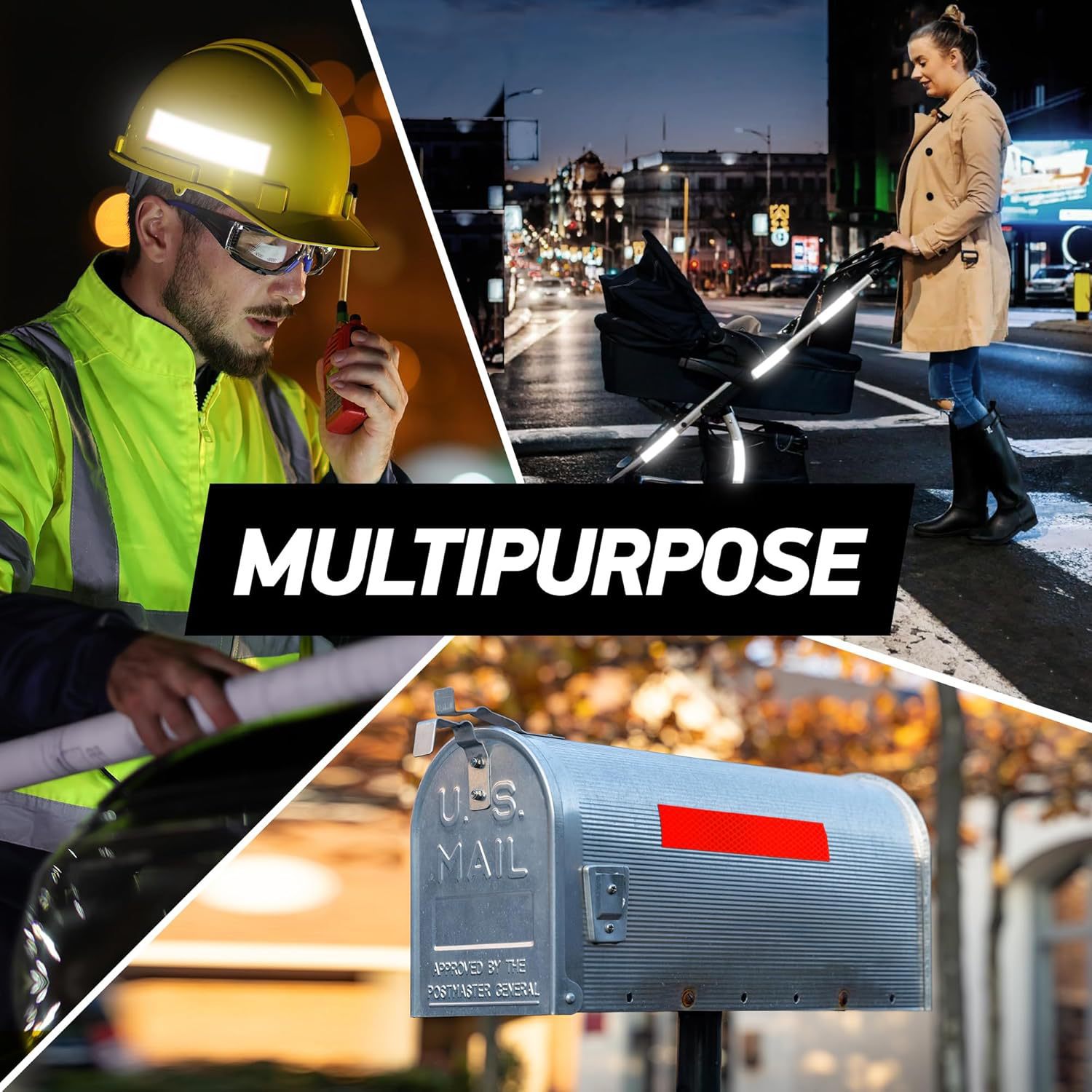 Adesivi riflettenti ad alta visibilità Diamond per casco e auto, adesivi di avvertimento multiuso, 5 pezzi_voghion.com