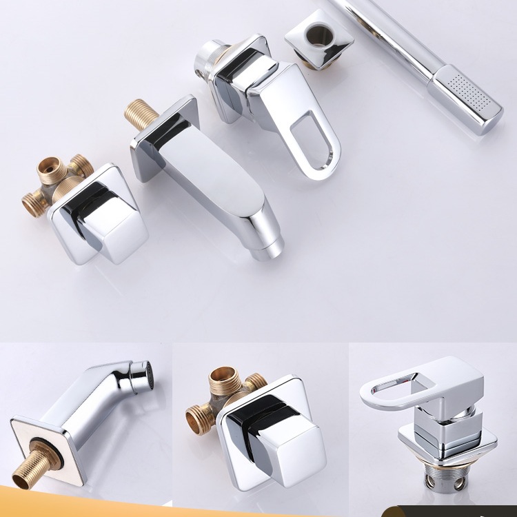 浴室柜洗手盆洗脸盆水龙头三四件套三孔冷热入墙式水龙头分体抽拉