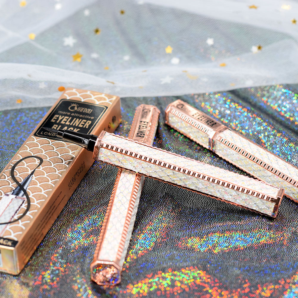 QIANXIU Sparkling Star Diamond Waterproof, oil-resistant, non-smudge Eyeliner, extremely fine tip, Smooth, quick-drying black eyeliner Liquid undefined