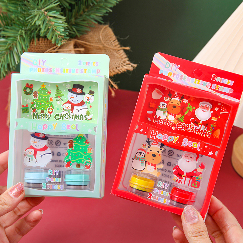 Sello acrílico de Navidad sello fotosensible de Navidad estudiantes primarios niños recompensas vacacionales pequeños regalos de aprendizaje papelería