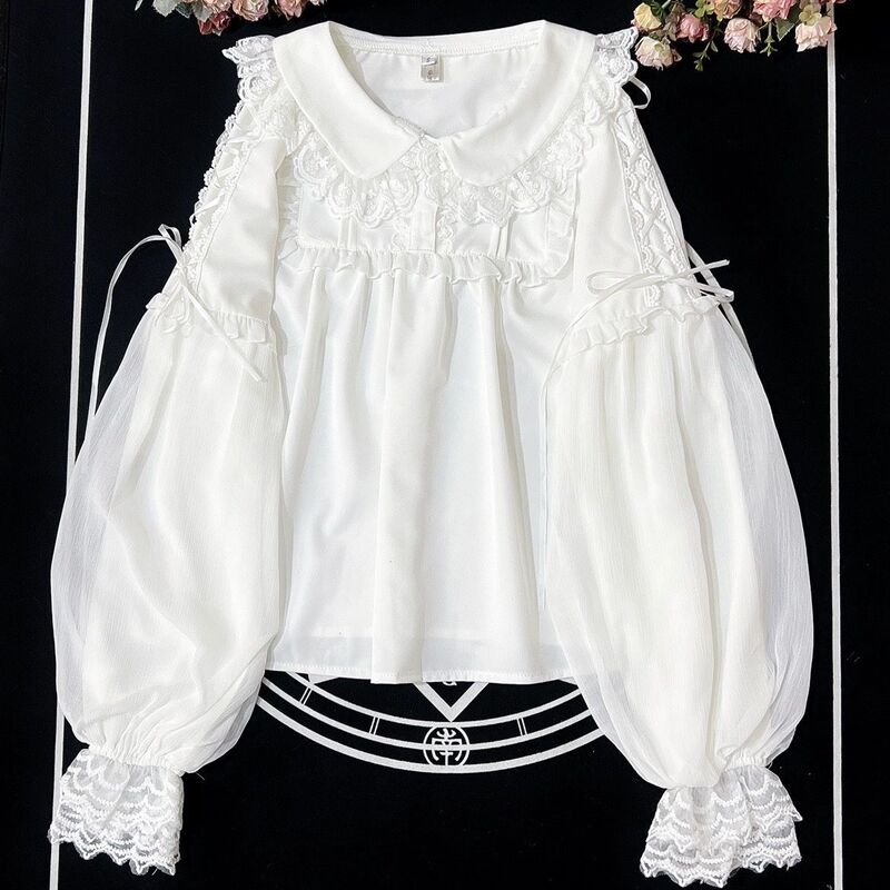 Doll Collar Long-Sleeved Shirt, New Autumn and Winter Style, Sweet and Cute, Versatile Lolita Base Shirt