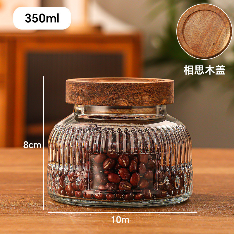 大腹レリーフ貯蔵缶密封ガラス缶台所乾燥果雑穀食品収納缶卸売り透明キャンディー缶