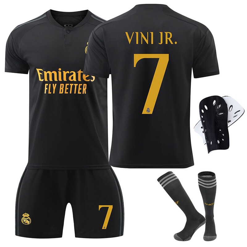 2324 Real Madrid Second Away Football Kit Black Number 7 Vinicius 1 Courtois 5 Bellingham 2324 Real Madrid Second Away Football Kit Black Number 7 Vinicius 1 Courtois 5 Bellingham