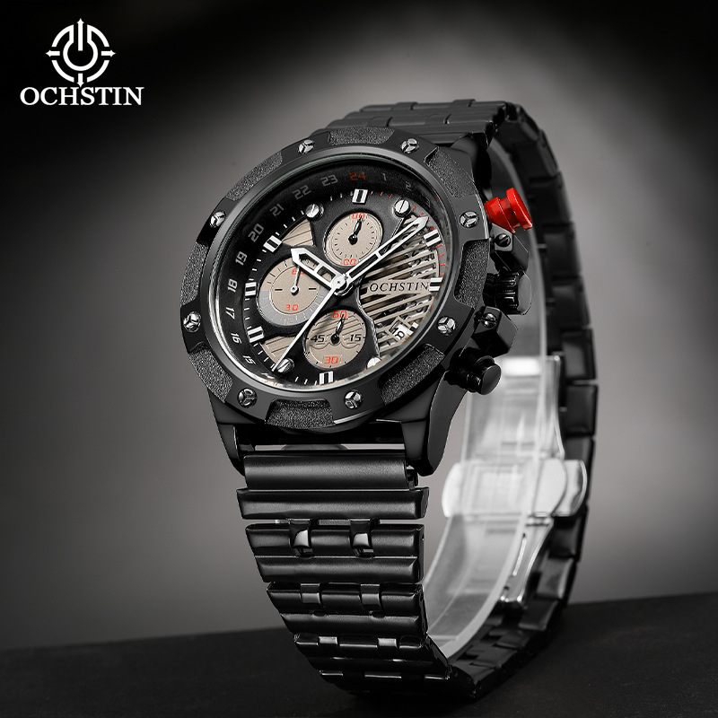 Aliexpress Popular Watch Cross-Border Foreign Trade Multi-Functional Stainless Steel Quartz Watch Sports Meter Fashion Men's Watch Men's Watch