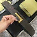 Brushed gold base with gold plate buckle, coffee lychee grain strap, 3.8cm wide