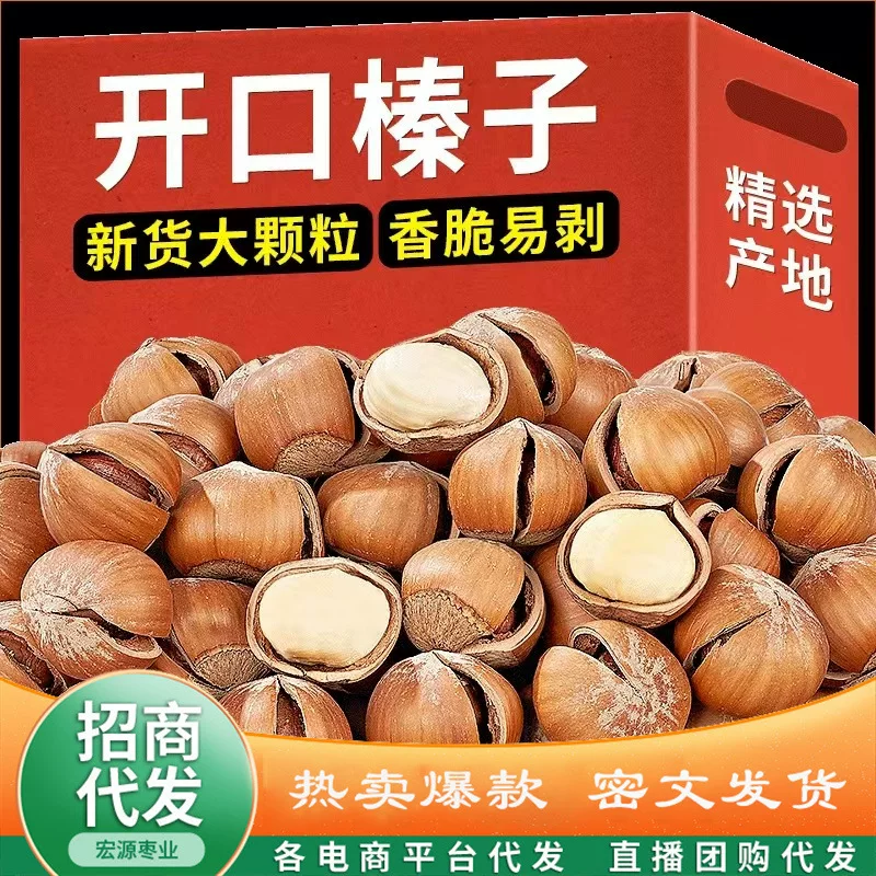 Open large hazelnut 500g original fried American fresh nut snacks non-wild Northeast specialty leisure Qiling