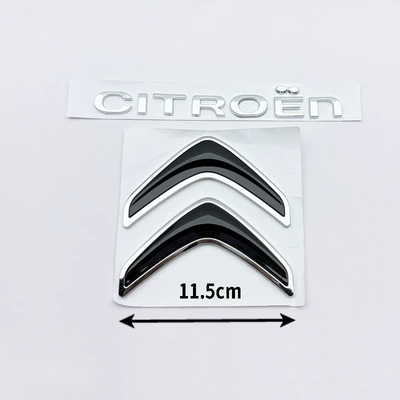 Car logo – Sticker - citroen-silver-double-logo-1115cm-silver-edge-with-black-inside