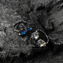 白月光枪黑金属月光石对戒小众情侣戒指ins潮轻奢感装饰食指戒