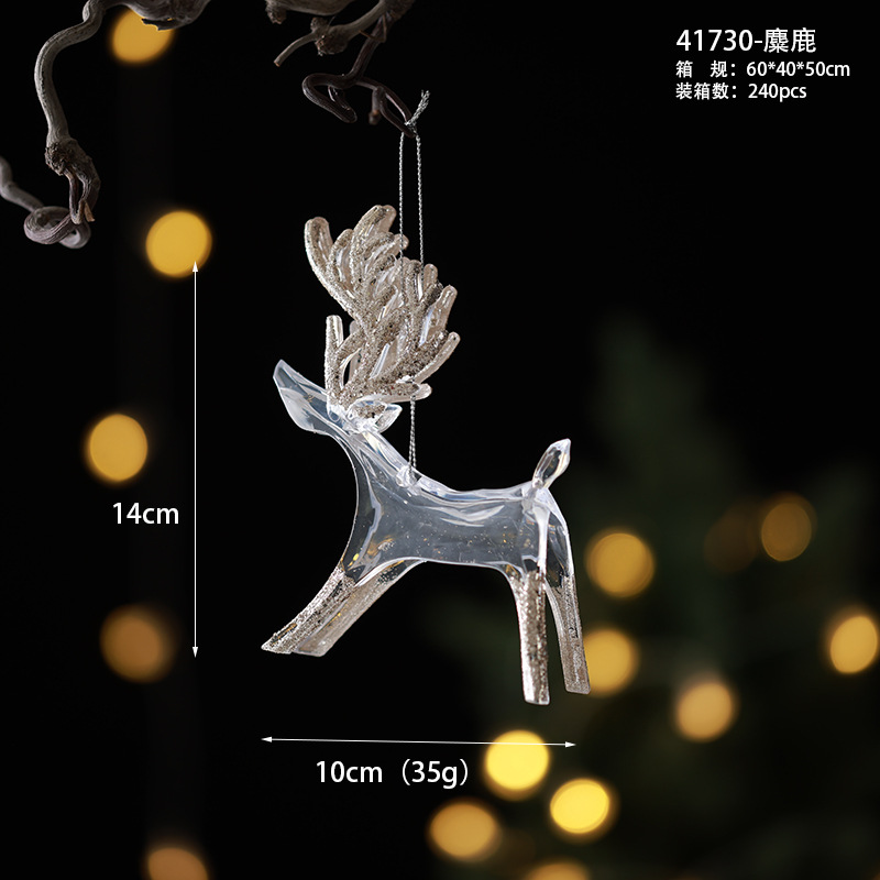 Buscando madera transfronteriza Navidad polvo brillante decoración acrílico colgante sin polvo de hielo creativo carrossel ventana colgante