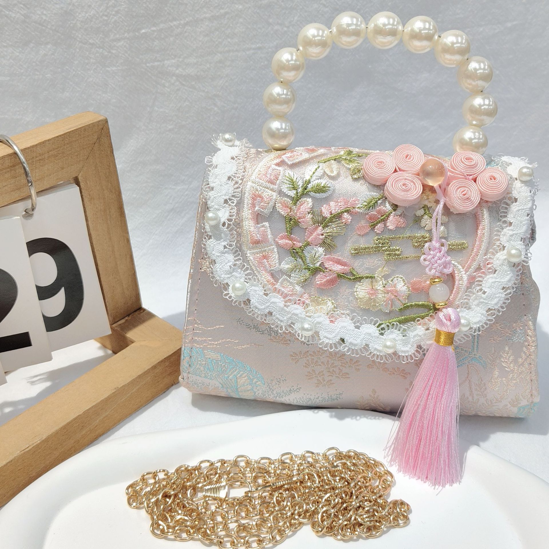 Bolso de arco para niños bolso de rosa de verano bolso de mochila para chicas bolso de princesa de perla pequeña bolsa de cambio de viento fragante