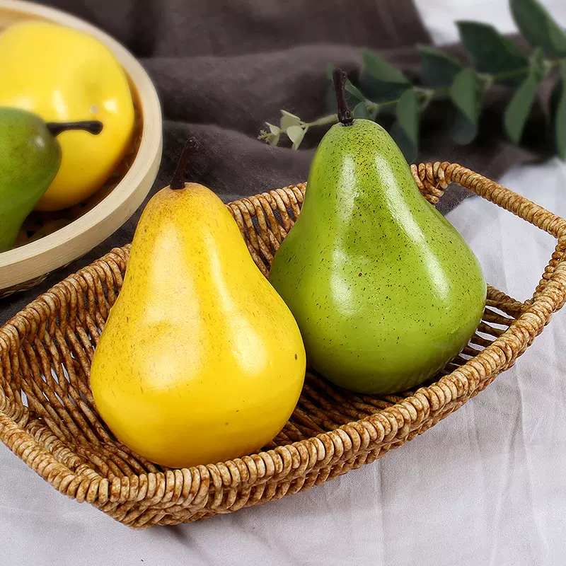 仿真库尔勒香梨雪梨水果模型样板间客厅茶几摆件拍照拍摄写生道具