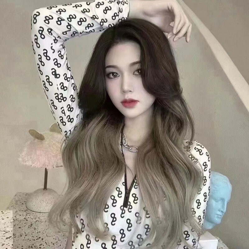 パリ絵画染めミクロンフェザーヘアエクステンション新しいフェザーヘアエクステンション人毛束インターネットセレブホットスタイルグラデーショングレー|undefined