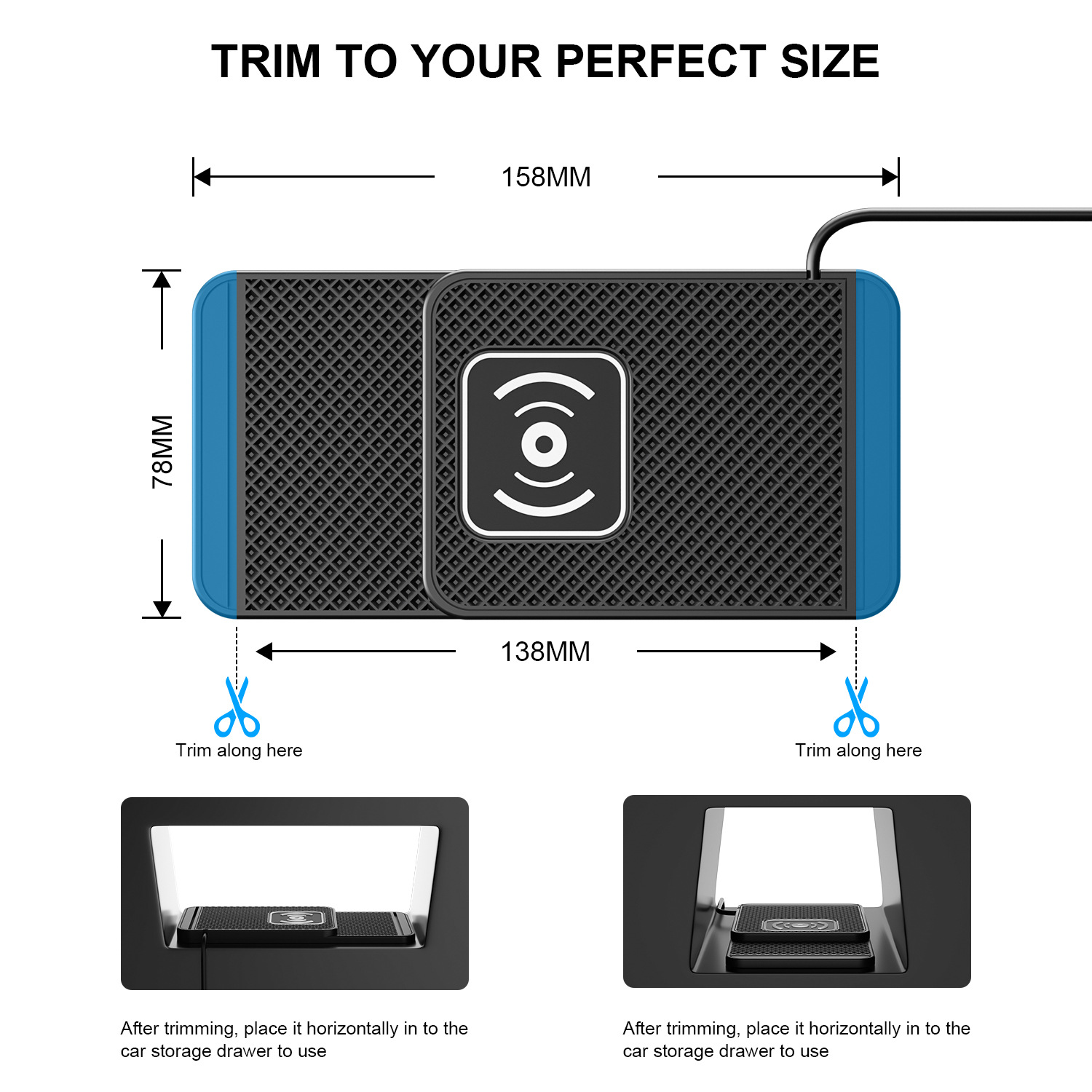 D1 Avoidance and Convex Lens Car Anti-Slip Wireless Fast Charger Suitable for All Models of Apple, Samsung, Huawei and Xiaomi