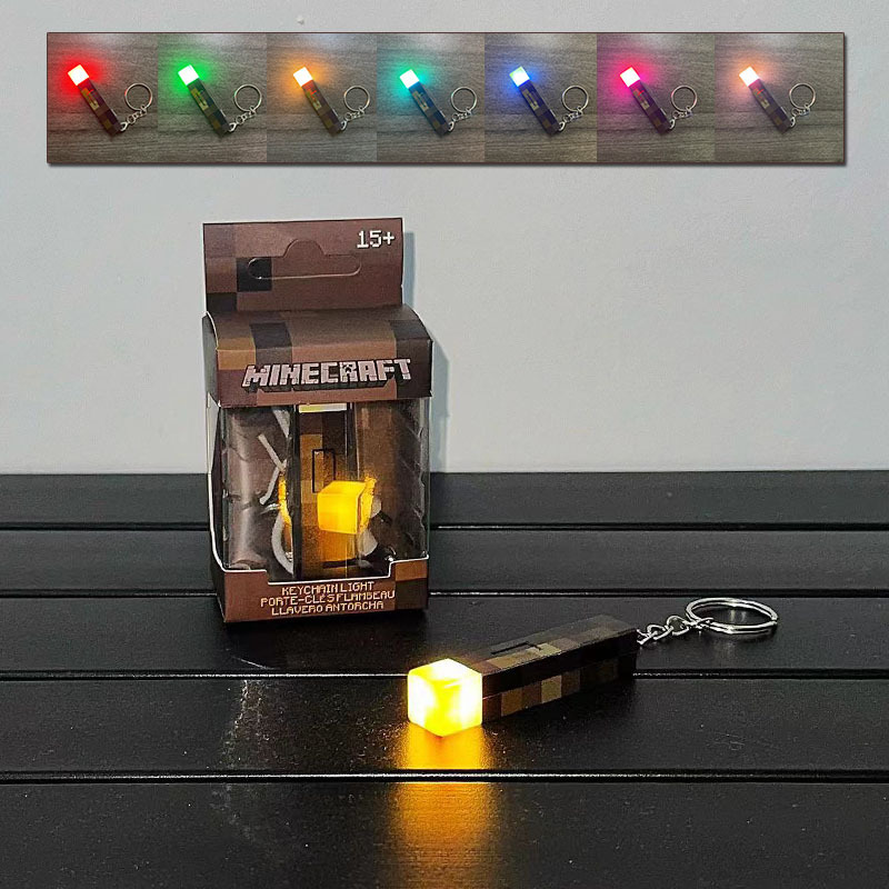 Cross-border MC Magnetic Square My diy World Peripheral Torch Lamp Keychain Torch Atmosphere Lamp Zipper Jewelry