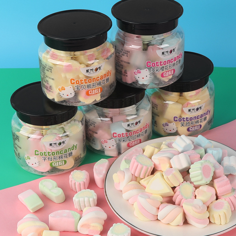 Multi-flavored Cotton Candy 52g Canned Colorful Heart-shaped Flower Granulated Soft Candy Baking Cake Decoration Candy Snack
