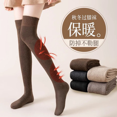 Women's Over-the-Knee Socks, Autumn and Winter High-Top Thigh Socks, Winter Long Socks with Fleece Lining, Thickened and Slimming Sock Covers, Warm Long Stockings