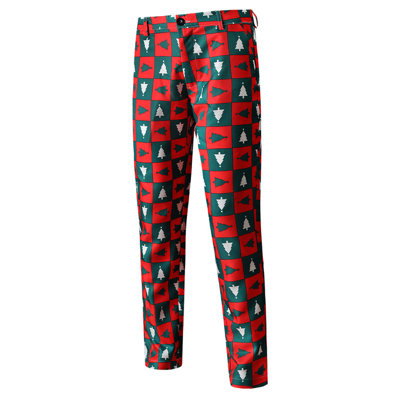 2023 Spring and Summer New Men's Pants Casual Straight Christmas Printed Large Size Elastic Suit Pants Wholesale