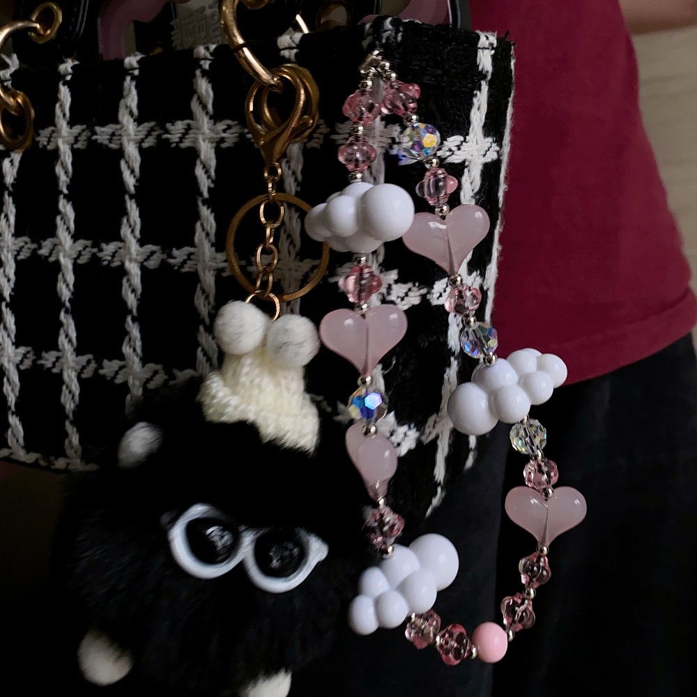 Kkbead nueva cadena de teléfono móvil I niñas teléfono móvil colgante joyería Rosa amor nube teléfono móvil cuerda teléfono móvil caso colgante