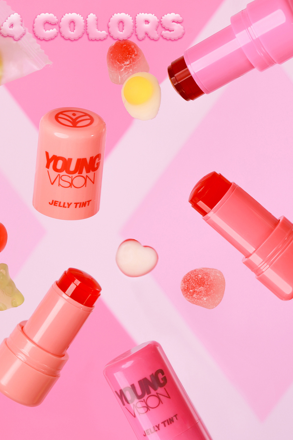 YOUNG VISION 4-color Jelly Blush Lazy Person's Contouring and color-enhancing Glow Blush Stick Item Picture