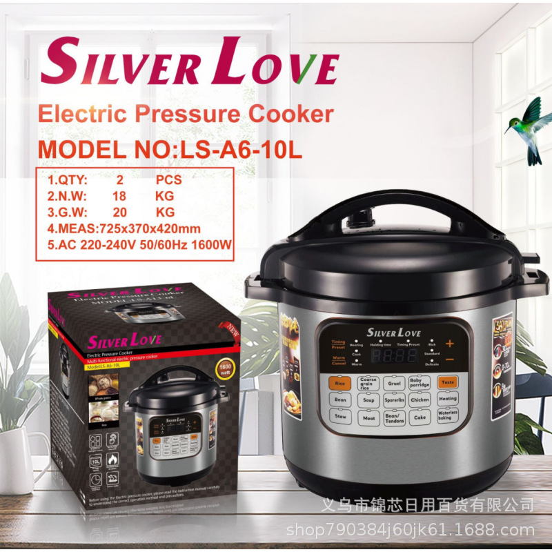 Foreign Trade Cross-Border Electric Pressure Cooker 10L Kitchen Household Mechanical Stew Soup Multi-Function Pressure Cooker Large Capacity Non-Stick