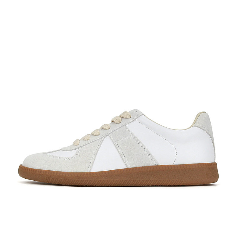 Giày sneaker nữ da thật cổ thấp phong cách tối giản, đế cao su chống trượt — V2 lót nhung, V2 một lớp bên trong