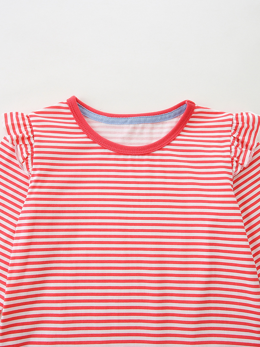 25 otoño nuevo vestido de niña vestido de princesa de moda de estilo europeo y americano parche de perro a rayas vestido de niño cabello de una pieza