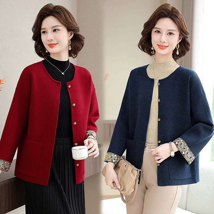 Мама осенняя вязаная куртка