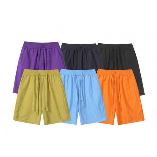 Summer 2025 Men's Quick-Dry Shorts Candy Color Elastic Band Pure Color Casual Five-Finger Shorts