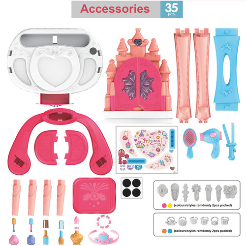 Foreign trade children's simulation induction music dresser set, girls dress up dresser, play house makeup toys