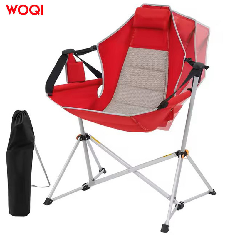 WOQI outdoor travel camping portable folding chair camping beach chair with pillow compact backpack picnic