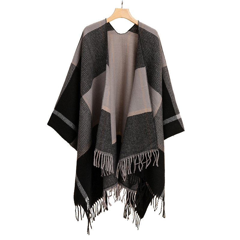 2024 transfronterizo nuevo abrigo de moda de cachemira universal bufandas de decoración simple abrigo cálido y grueso