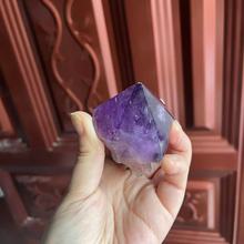天然巴西紫水晶原石打磨六棱柱塔水晶塔摆件水晶原矿摆件工艺品