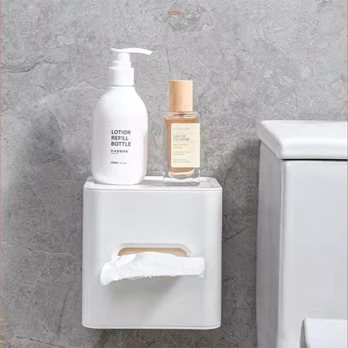 Fun roll paper bathroom wall-mounted plastic tissue box toilet paper storage rack desktop living room tissue box with logo
