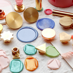 Suidisi Blank Fire Lacquer Seal Copper Head Special Shaped Cutting Color Plated Brass DIY Processing Chapter Head Wholesale