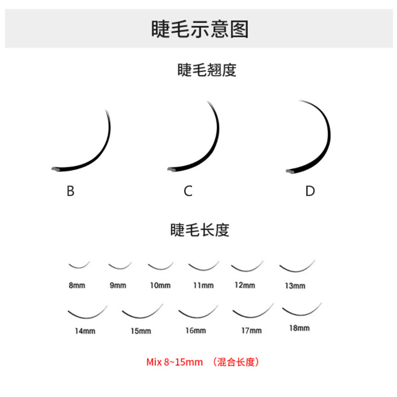 Venta al por mayor cola doble pico pelo plano injerto pestañas aire pelo plano puro Injerto de mano pestañas falsas suave grueso natural