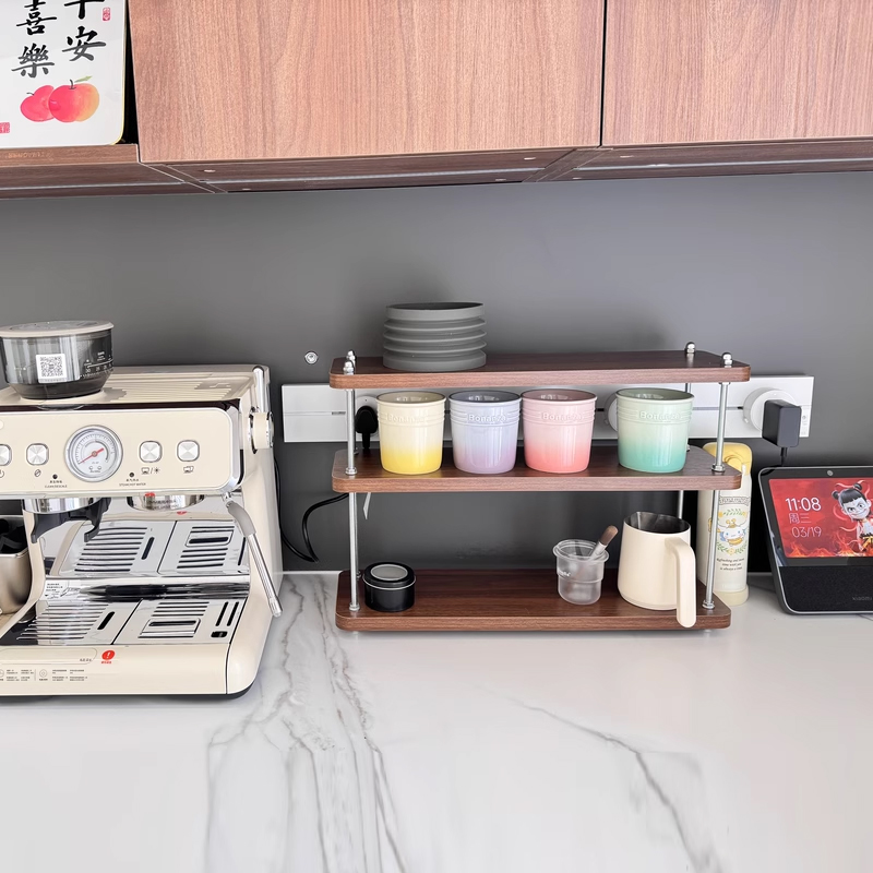 Café de madera sólida taza de esquina tablero de comedor barra de almacenamiento estante de tazas de agua utensilios de diseño de estante de exhibición