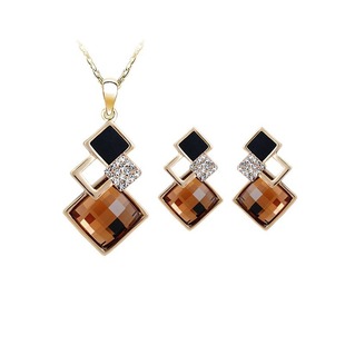 Reiki 2024 Fashion Light Luxury Temperament Jewelry Set Women's European and American Classic Geometric Square Acrylic Jewelry