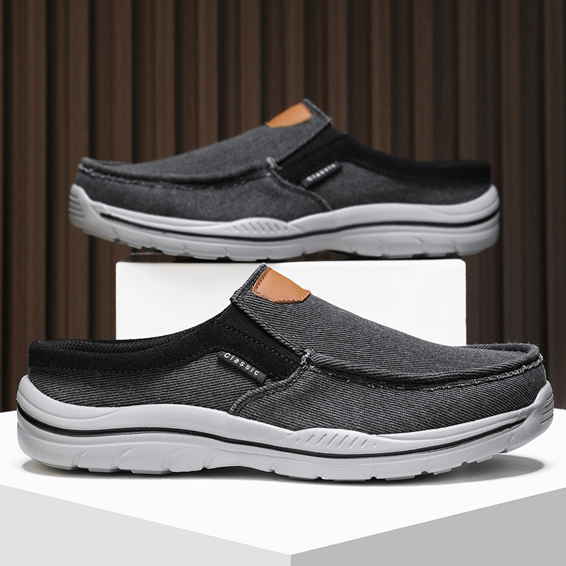 2025 nuevos zapatos de tamaño grande transfronterizos para hombres convenientes zapatos de lona casuales ultraligeros con suela gruesa cómodos zapatos transpirables