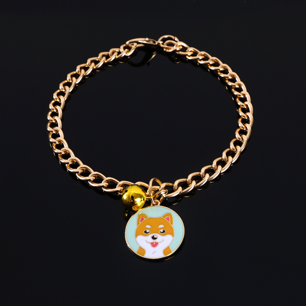 Mascotas de oro perros de madera Teddy azul felino collar colgante de dibujos animados collar ajustable accesorios tarjeta de lucha de perros