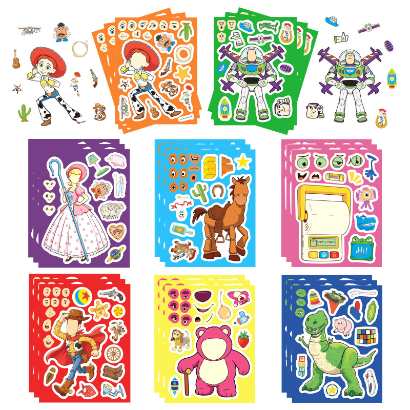 8 pieces of cross-border Toy Story face-changing collage doodle puzzle DIY game, waterproof stickers for parent-child interaction, wholesale 8 pieces of cross-border Toy Story face-changing collage doodle puzzle DIY game, waterproof stickers for parent-child interaction, wholesale