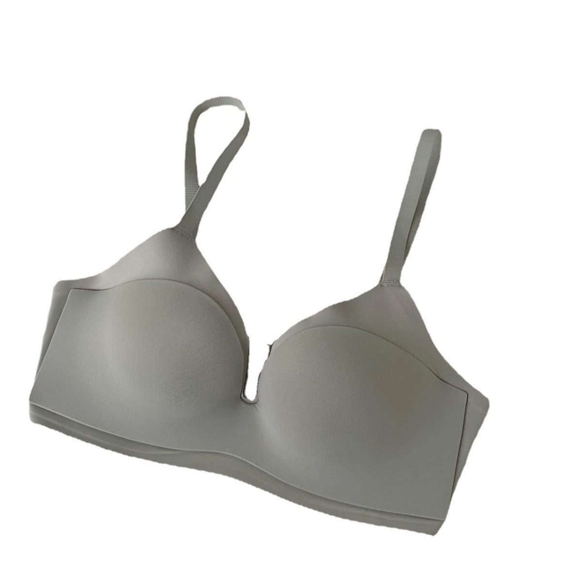 Ropa interior de aire de copa fija delgada de verano para mujer Copa de una sola pieza inalámbrica sin costuras pequeño cofre reunido sujetador de soporte suave