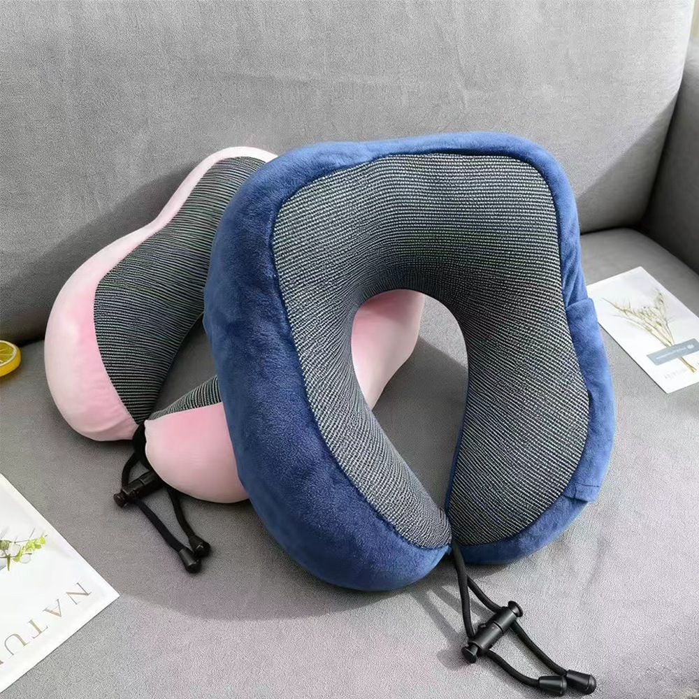 Cuscino a forma di U in memory foam a lento ritorno elastico, portatile, ideale per viaggi, ufficio e brevi riposi._voghion.com