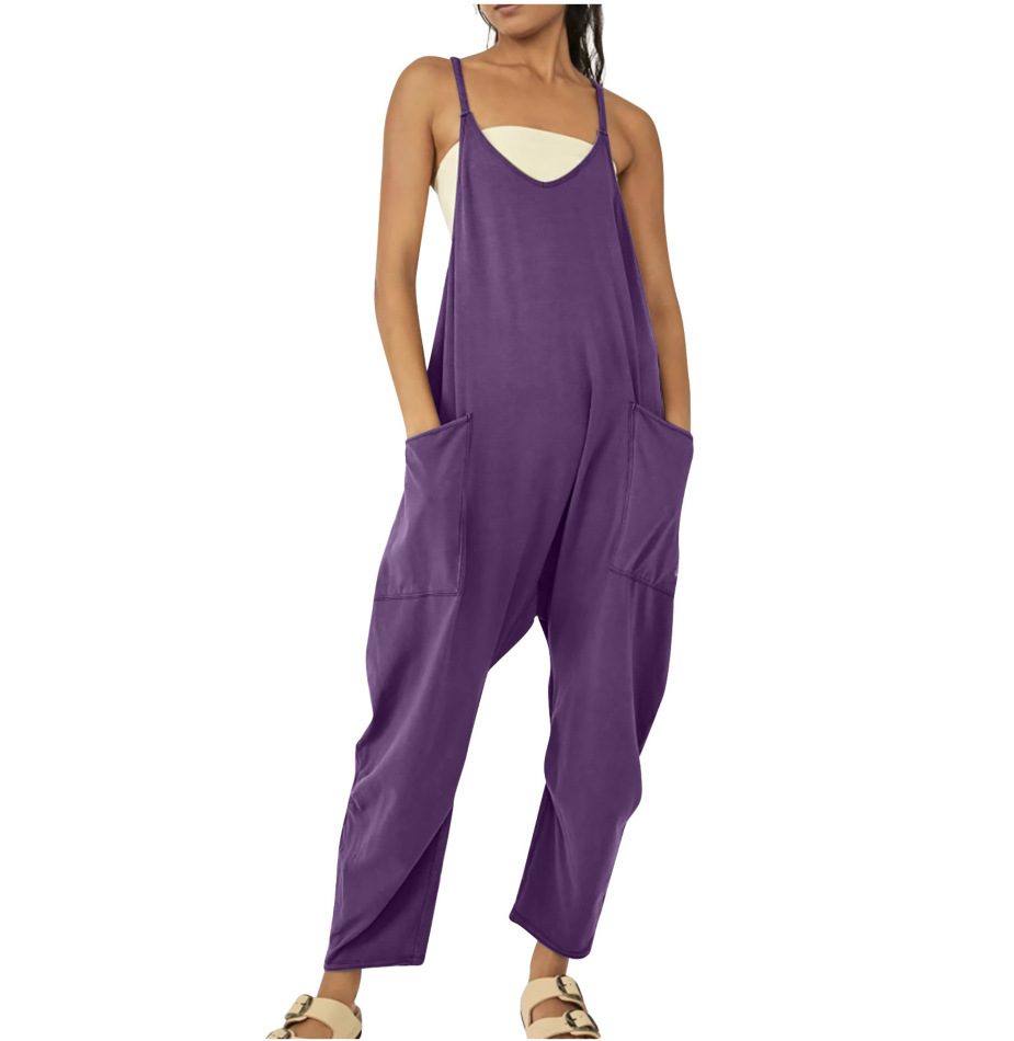 2022 mujeres europeas y americanas ropa Amazon tamaño estación independiente popular color sólido cremallera parche bolsa Sling jumpsuit grasa cadera Pantalones