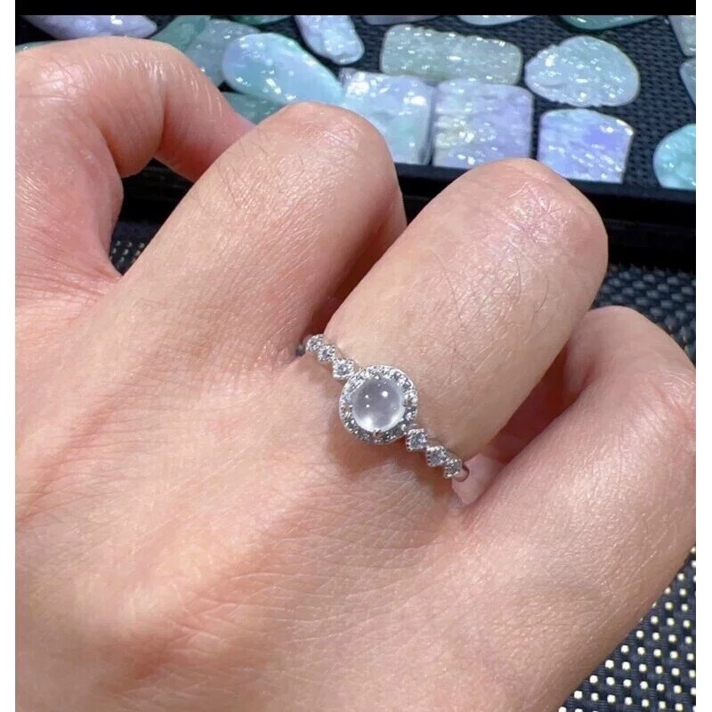 New Little Red Book Explosive Imitation High Ice Chalcedony Ring Opening Ice Flower Full Diamond Finger Ring Fashion Artistic Trend Jewelry New Little Red Book Explosive Imitation High Ice Chalcedony Ring Opening Ice Flower Full Diamond Finger Ring Fashion Artistic Trend Jewelry